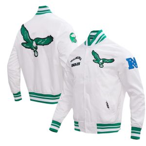 Men's Philadelphia Eagles Pro Standard White Retro Classic Satin Jacket