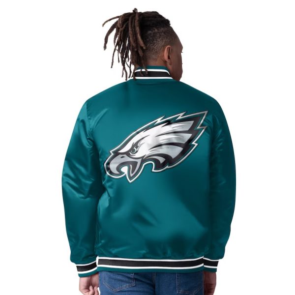 Men's Philadelphia Eagles Starter Midnight Green & Silver Closer Reversible Satin Jacket