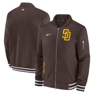 Men's San Diego Padres Nike Brown Authentic Collection Bomber Jacket