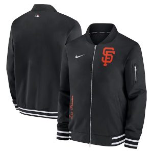 Men's San Francisco Giants Nike Black Authentic Collection Bomber Jacket