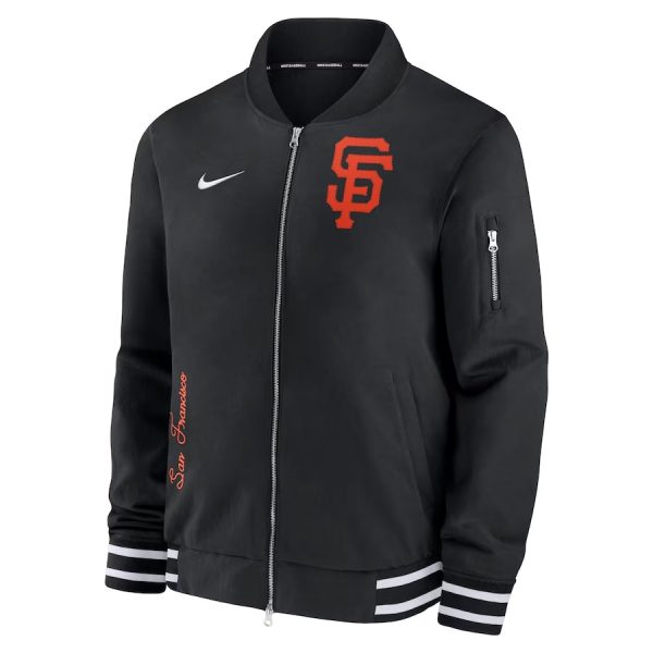 Men's San Francisco Giants Nike Black Authentic Collection Full-Zip Bomber Jacket