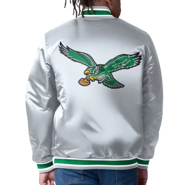 Midnight Silver Philadelphia Eagles Closer Satin Jacket