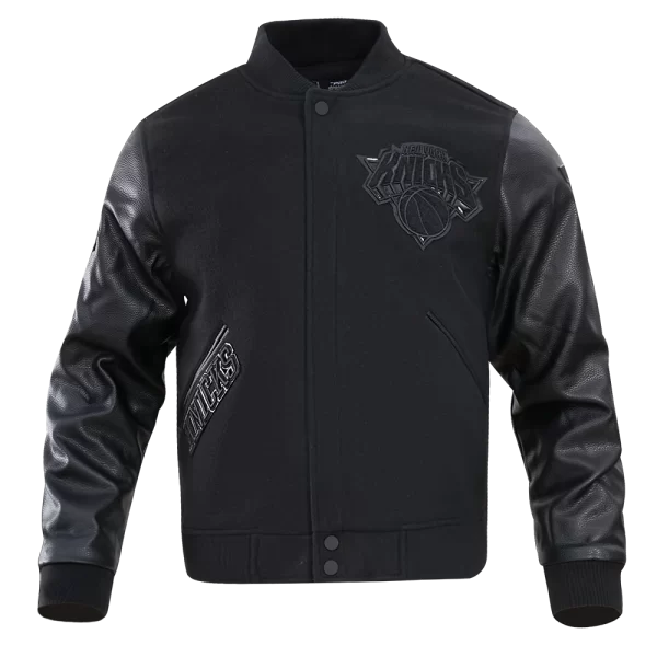 NBA NEW YORK KNICKS TRIPLE BLACK MEN'S VARSITY JACKET