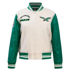 NFL PHILADELPHIA EAGLES RETRO CLASSIC WOMEN RIB WOOL VARSITY JACKET