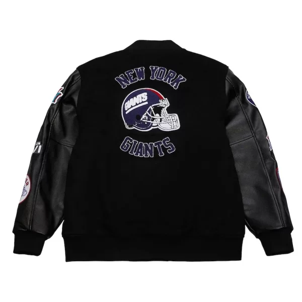 New York Giants Blackout Varsity Wool Leather Jacket