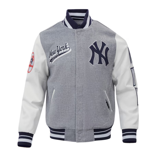 New York Yankees Pro Standard Heather Gray Wool Varsity Jacket