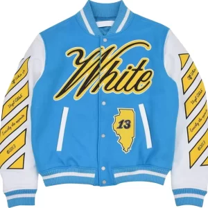 Off-White Vars World Blue Leather Jacket