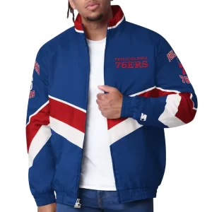 Philadelphia 76ers Captain Royal Blue Varsity Satin Jacket