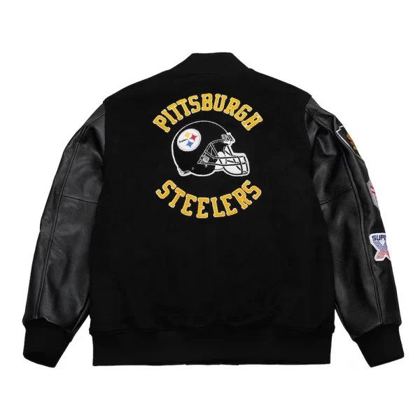 Pittsburgh Steelers Blackout Varsity Wool Leather Jacket