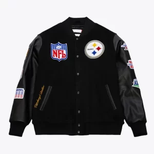 Pittsburgh Steelers Blackout Vintage Logo Wool Varsity Jacket