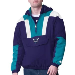 Purple Teal Charlotte Hornets Charger Half-Zip Pullover Jacket