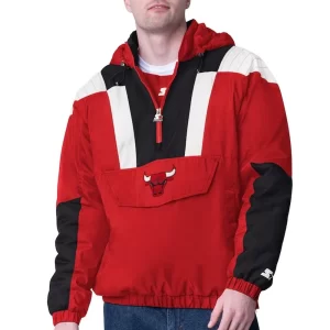 Red & Black Chicago Bulls Charger Half-Zip Pullover Jacket