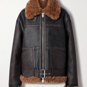 Stella Mccartney Shearling-trimmed Two-tone Vegan Faux Leather Jacket