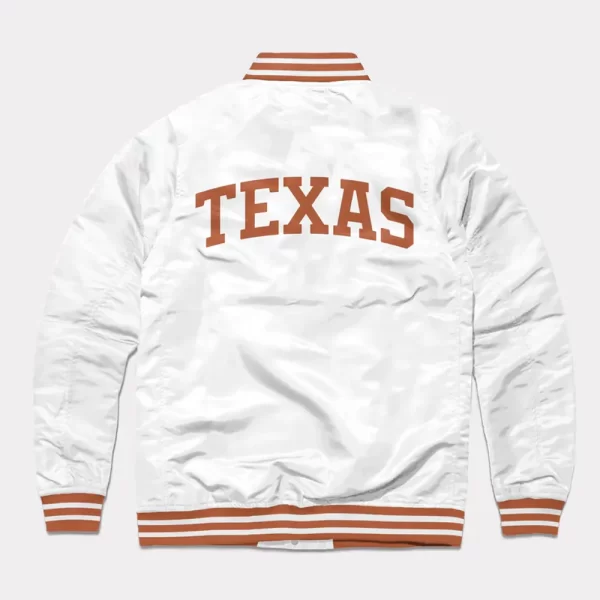 Texas Longhorns Full-Snap Varsity White Satin Jacket