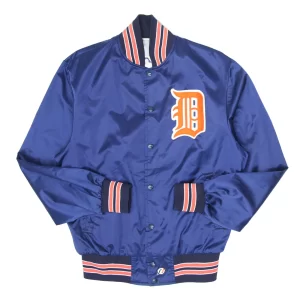 Vintage MLB Detroit Tigers Baseball Blue Satin Jacket