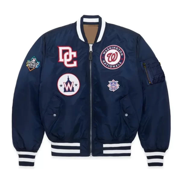 Washington Nationals MA-1 Navy Satin Bomber Jacket