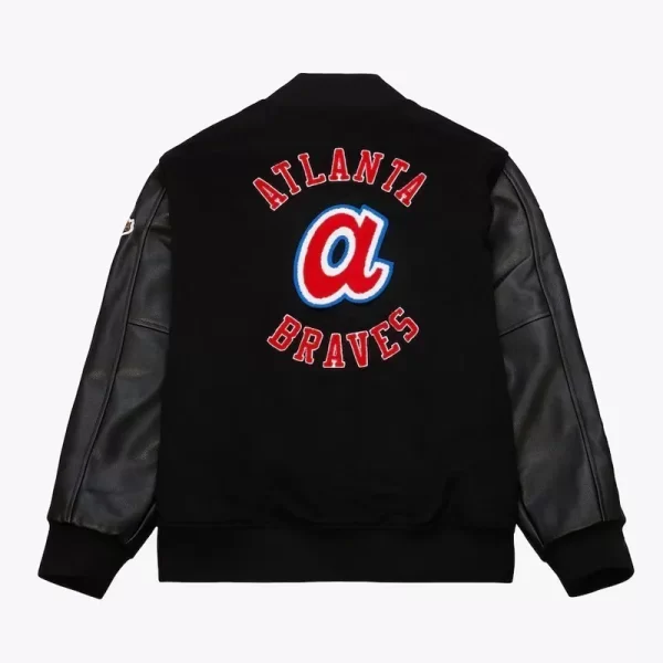 Atlanta Braves Black Out Varsity Wool Leather Jacket