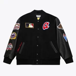 Atlanta Braves Black Out Vintage Logo Wool Varsity Jacket