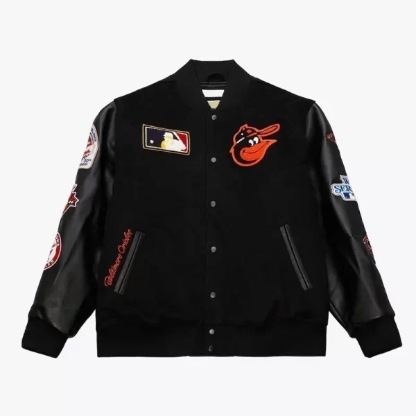 Baltimore Orioles Black Out Vintage Logo Wool Varsity Jacket