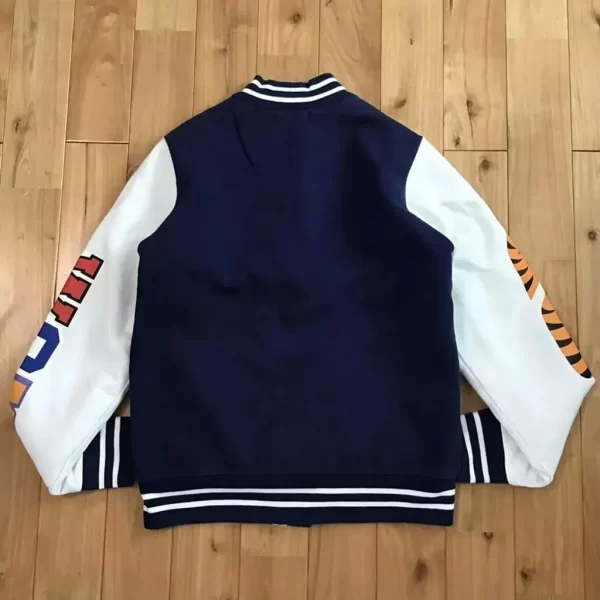 Bape Shark Sweat Blue Full-Snap Varsity Wool Jacket