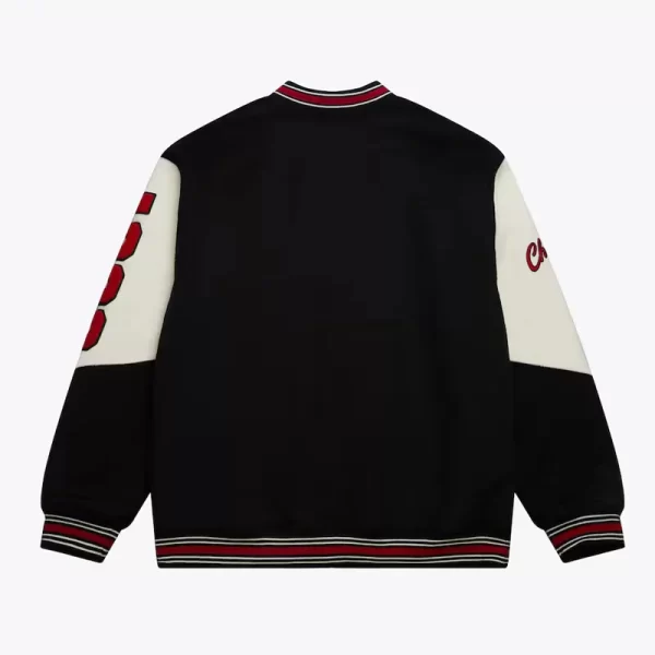 Black Chicago Bulls Team History Vintage Logo Varsity Wool Jacket