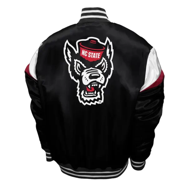 Black NC State Power Full-Snap Satin Jacket