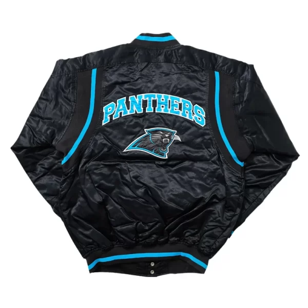 Black Vintage Carolina Panthers Full-Snap Satin Jacket