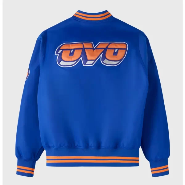 Blue New York Knicks OVO Full-Snap Satin Jacket