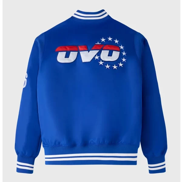 Blue Philadelphia 76ers OVO Full-Snap Satin Jacket