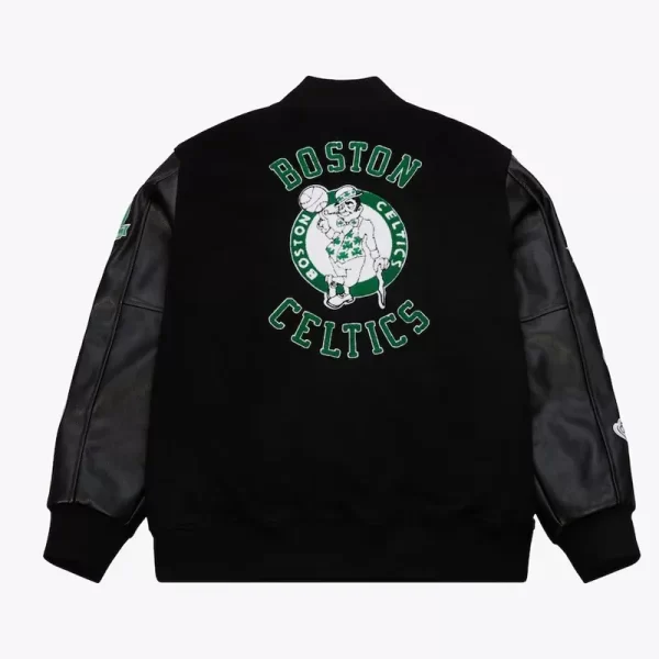 Boston Celtics Black Out Varsity Wool Leather Jacket