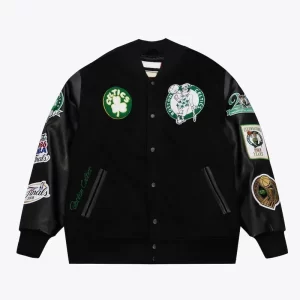 Boston Celtics Black Out Vintage Logo Varsity Jacket