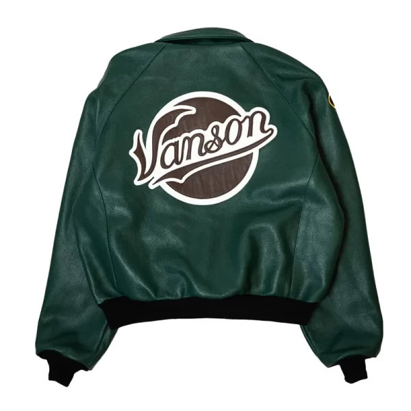 Vanson Brooklyn Dodgers Full-Zip Leather Bomber Jacket