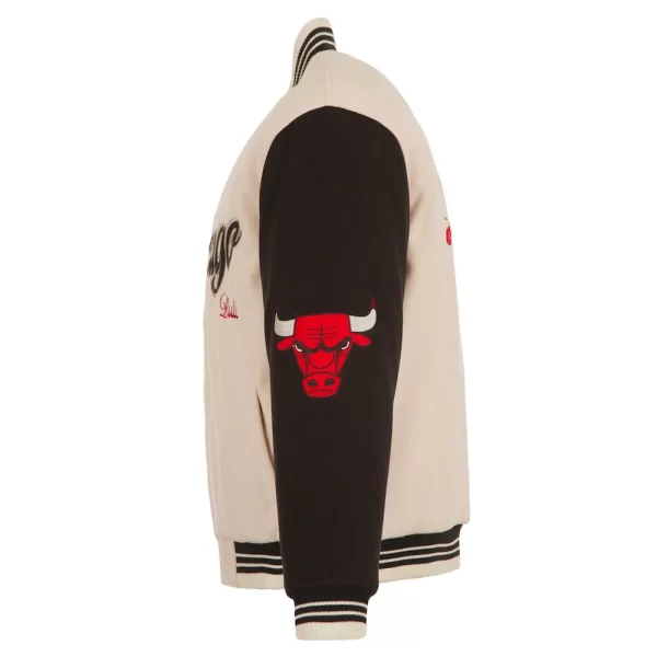 Chicago Bulls Cream and Black Varsity Jacket