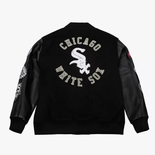 Chicago White Sox Black Out Varsity Wool Leather Jacket