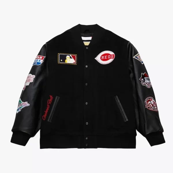 Cincinnati Reds Black Out Vintage Logo Varsity Jacket