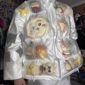 DIY-Multi-pocket-Transparent-White-Duck-Down-Jacket-for-Women