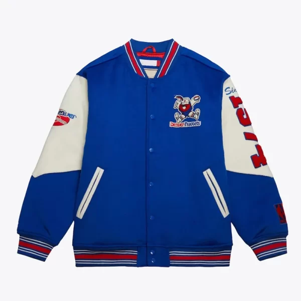 Denver Nuggets Team History Royal Vintage Logo Varsity Jacket