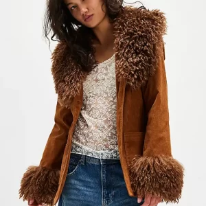 Gain Bella Hadid Brown Fur Coat