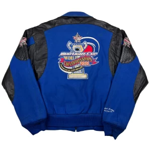 Get Bud Light Cup PBR World Championships 2001 Racing Leather Varsity Jacket