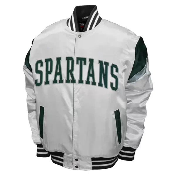 Get Michigan State Spartans Power White Satin Jacket