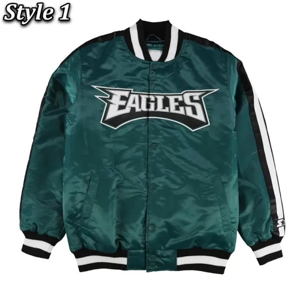 Get Philadelphia Eagles O-Line Green Satin Jacket