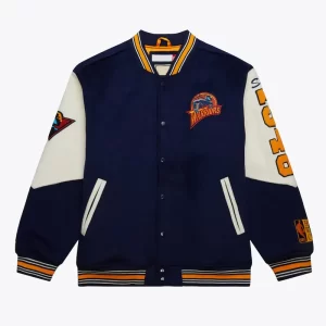 Golden State Warriors Team History Vintage Logo Wool Varsity Jacket