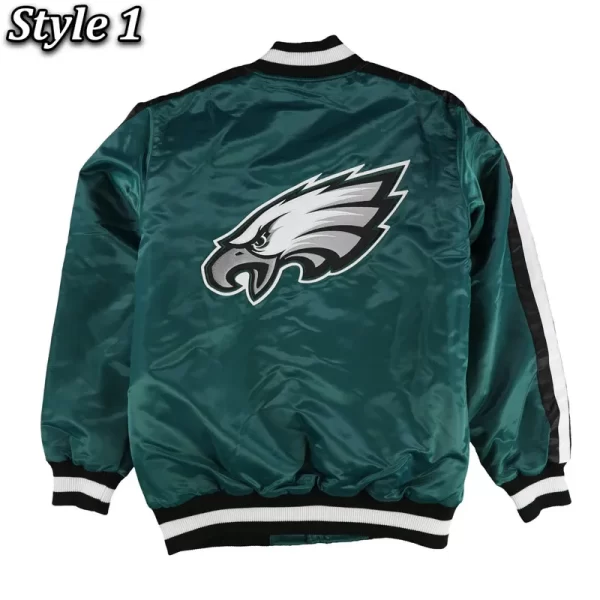 Green Philadelphia Eagles O-Line Button Up Green Satin Jacket