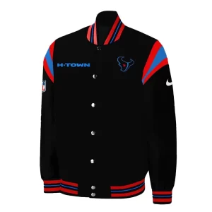 Houston Texans H-Town Teddy Black Satin Jacket