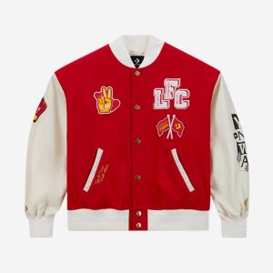 LFC x Converse Unisex Woven Red Varsity Jacket