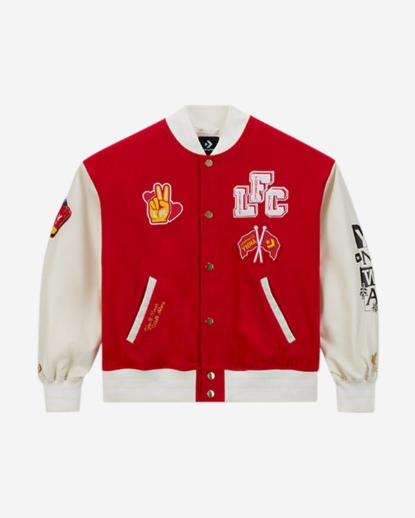 LFC x Converse Unisex Woven Red Varsity Jacket