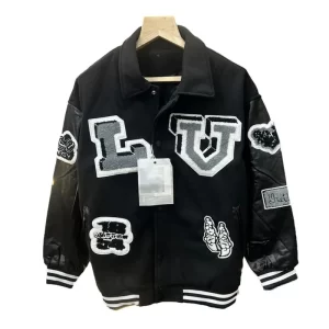 LV Bunny Black Wool Varsity Jacket