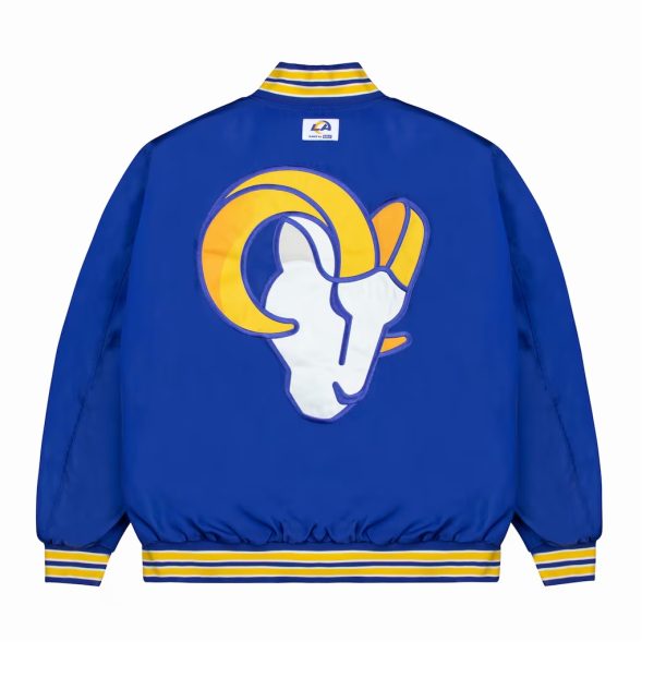 Men's Los Angeles Rams GOLF WANG Royal Satin Full-Snap Bomber Jacket