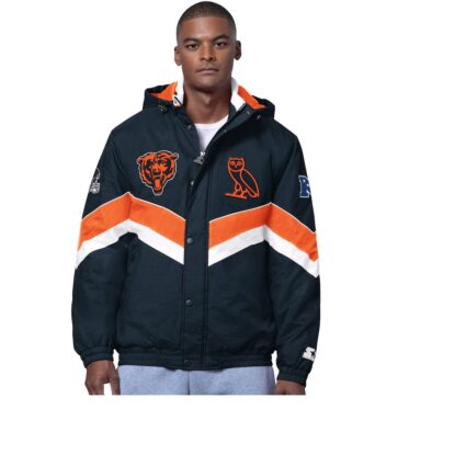 Men's Chicago Bears OVO x Starter Navy Sideline Puffer Jacket