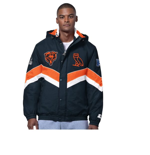 Men's Chicago Bears OVO x Starter Navy Sideline Puffer Jacket